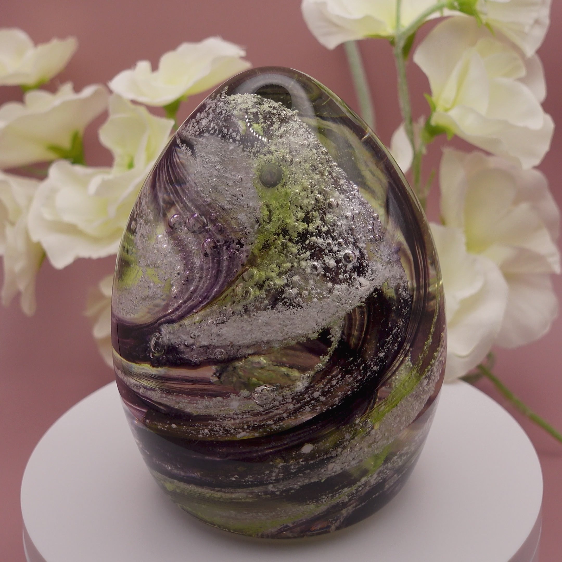 Ashes to glass oval paperweight