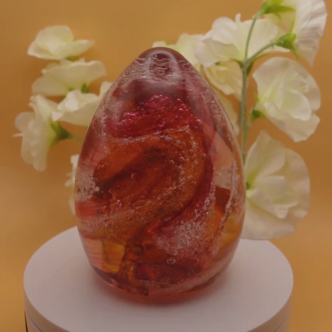 Ashes to glass oval paperweight