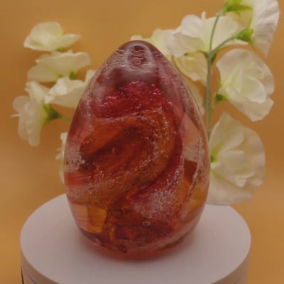 Ashes to glass oval paperweight