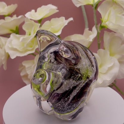 Ashes to Glass Pig - Royal Blue & Gold