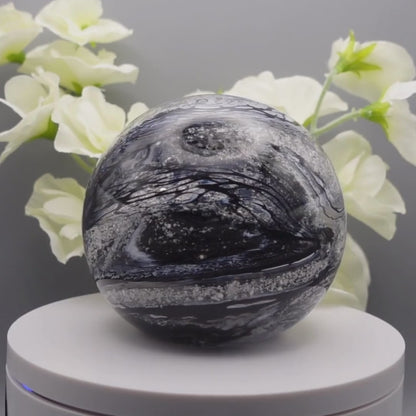 Ashes to Glass Round Paperweight - Purple & Lime Green